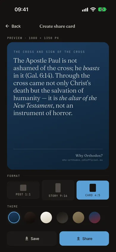 The share card generated for an answer, Protestant theme