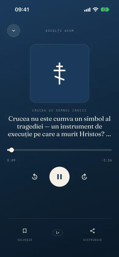 Playerul audio în timpul redării unui răspuns, tema protestantă